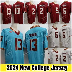 College #2 Deion Sanders Football Jerseys Travis 13 Blue 5 Jared Vers Mens Jersey Stitched Black Red New