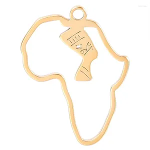 Charms 5pcs/Lot Stainless Steel Irregular Jewelry Wholesale Hollow Egyptian Africa Map Pendant Diy Men Punk Necklaces