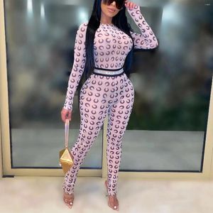 Kvinnors jumpsuits dot sexig mesh transparent jumpsuit kvinnor långärmad sommar bodycon joggers legging romper fitness plus size playsuit