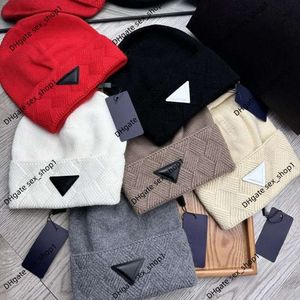 Autumn/winter Hot Selling Triangle Label Cashmere Hat Knitted Fashionable and Warm Woolen Light Luxury High End Feeling