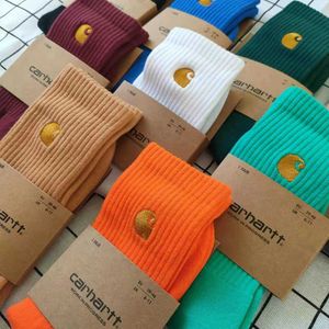 Men's Socks Carhartt Men's And Women's Fashion Towel Bottom Gold Label Embroidery Simple Cargo Wind Skateboard Sports Socks T240105