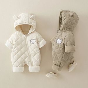 Vêtements d'hiver nés bébé fille vêtements épaissi bébé combinaison chaude bébé barboteuse coton veste barboteuse garçon salopette enfant en bas âge manteau 240104