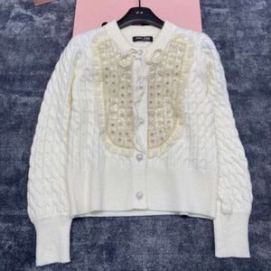 24 Autumn/Winter Women's Sweater New Niche Design Trendy Brand Bow Decoration Fashion Versatile Sticked Cardigan Women's Coat Round Neck