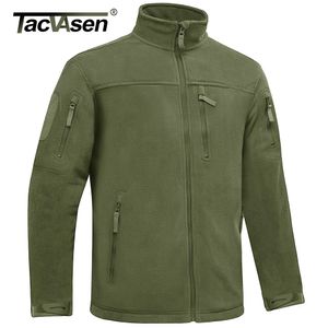 TACVASEN Winter Tactical Fleece Jacket Mens Zipper Pockets Jacket Thermal Warm Security Full Zip Fishing Work Coats Outwear Tops 231229