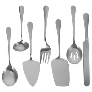 Flatware Sets Stainless Steel Cake Knife Cheese Knifes Cutlery Set Utensils Fork Spoon Large Serving Tableware Dinnerware