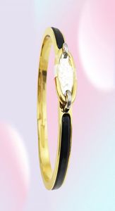 Klassiska designfärgmönster Emalj Bangle Armband smalt 8mm rostfritt stål högversion Ovalshape Bangles Armband för Wome4846630