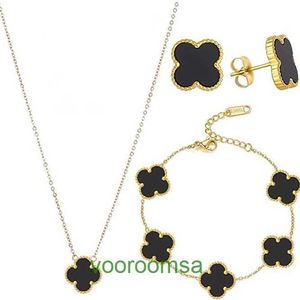 Designer pulseiras van trevo pulseira quatro folhas grama colar brincos três peças conjunto de versátil sorte cinco flor colar cadeia com caixa