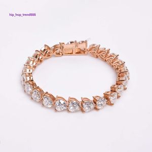 Voaino 18K 14K 9K Rose Gold Heart Cutting Artificial Lab Grown CVD Diamonds Jewelry 17cm Tennis Armband