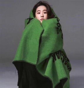 150135cm Pashmina sjal för kvinnor Autumn Winter High Quality Green Letter Thick Wime Scarf Street Poncho Female 2201076115210