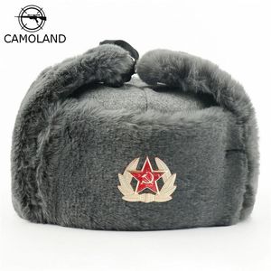 Caps Distintivo militare dell'esercito sovietico Russia Ushanka Bomber Cappelli pilota Tropper Trooper Cappello Winter Fucido Furia Fullone Flap da neve Cappelli da neve