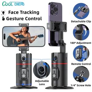 Cool Dier 360 Rotation Gimbal Stabilizer Desktop AI Automatisk spårningsgimbal med avlägsen slutare för smartphone Tiktok 240104