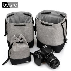 Boona Mirrorless Camera Storage Bag Drawstring Stitching Design Waterproof Po Lens Bag Fall för Canon Sony Pentax 240104