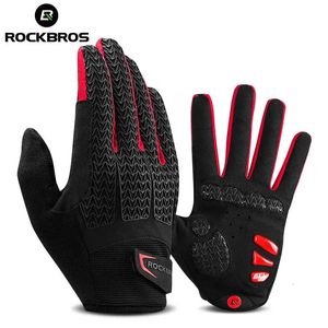 Rockbros Touch Screen Men Cycling Gloves Autumn Winter Windproect Bike Bicycle Gloves Gel Pad Suffsecture Full Finger Mittens 240104