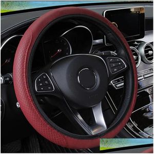 Steering Wheel Covers Ers Breathable Leather Anti-Slip Car Er For Abarth 595 500 124 Spride Badge Styling Drop Delivery Automobiles Mo Otgji