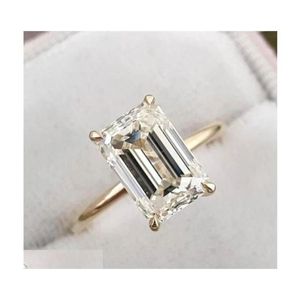 Band Rings 2021 Fashions Women Sterling Sier 925 Jewellery Classic Engagement Ring Emerald Cut Diamond Drop Delivery Jewelry Dhaii Xwqqc