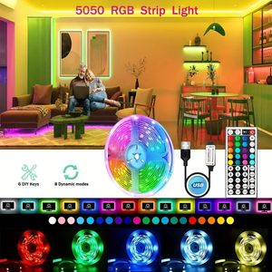 3.3FT/10FT/16.4FT/33FT/50FT/66FT 44 Key IR Remote Control, 20 Static Colors, 8 Dynamic Modes, DIY Mode SMD 5050RGB LED Light Strip