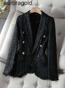 Ternos femininos blazers moda manga longa único breasted casual blazer feminino senhoras outono inverno preto branco xadrez botão decoração coa2024