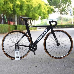 Bikes GRAY Track Bike Fixie Bicycle Aluminum Alloy Frame 48T Crankset Carbon Fork 700C Single Speed Fixed Gear Racing Flat SpokesL240105