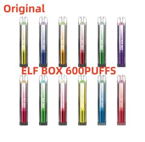 ELF BOX 600 Puff Crystal E Cigarettes 2ml Pod pré-preenchido 450mAh Bateria 0% 2% 3% 5% 10 sabores Caneta Vape descartável Puffs 600 Fonte Fabricante Impostos incluídos