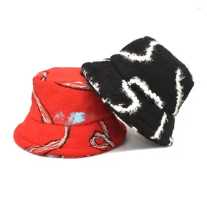 Beralar Kış Polyester Geometrik Baskı Sıcak kova şapkası Balıkçı Açık Seyahat Şapkaları Erkekler ve Kadınlar İçin 251