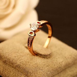 Anello di lusso con zirconi cubici per le donne Moda coreana Lettera Doppia D Anelli di fascino di cristallo 18 carati Placcato oro rosa Gioielli con dita Matrimonio Par Daxd