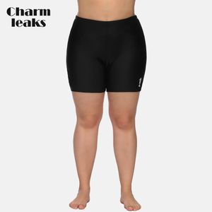 Tracksuits Charmleaks Women High midje Swimming Trunks Plus Size Ladies Plus Size Bikini Bottom Solid badkläder Briefs Split Swimming Trunks