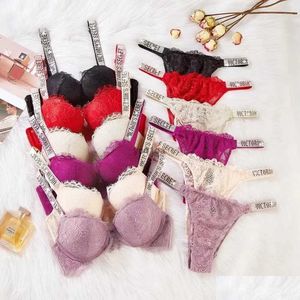 Kadın Külotu Kadın Seksi Lingerie Comfort Set Push Up Bra Victorias Gizli Kadın 2 Parça Marka İç Çamaşırı Vetement Femmel23 Dhhze