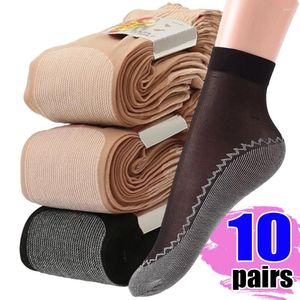 Women Socks Ultrathin Soft Spring Summer Velvet Silk Non-Slip Bottom Splice Transparent Ladies Breathable Elastic Sock