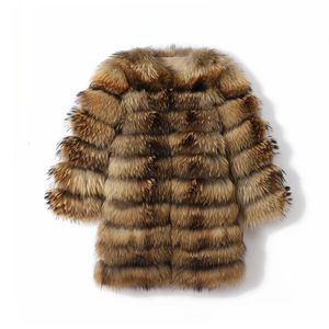 Manteau de fourrure de renard véritable naturel pour femmes veste d'hiver chaude gilet de luxe longue fourrure manteau de fourrure grande taille vêtements pour femmes 10XLnoir 240105