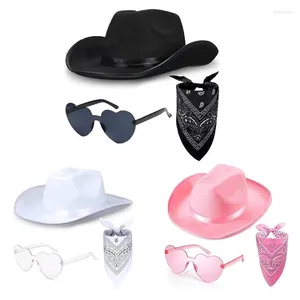 Beralar Kovboy Şapka Gözlükleri Bandana Set Bachelorette Bandanas Gelin Partisi Cowgirl Kadın Performans Kostüm