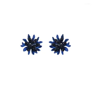Stud Earrings Enamel Blue Cornflower Flower Necklace Ring