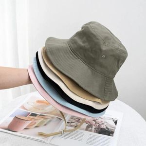 Berets Einfarbig Sommer Kordelzug Fischer Hut Mode Anti-UV Faltbare Eimer Im Freien Reise Sonnenschutz Sonnenkappe
