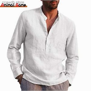 Men's T-Shirts New Men's Linen Long Sleeve T-Shirt Solid Color Loose Spring T-Shirt Long Sleeve Cotton Linen Shirt Plus Size Shirts Men T240105