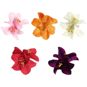 Pendant Necklaces 5pcs Artificial Flower Hair Clips Hawaii Style Accessories Barrettes (Random Color)