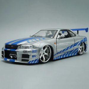 Modle Aircraft Modle 1 24 Diecast Car Model Toy Nissan Skyline GTR R34 Miniaturowa replika pojazdu Edycja kolekcjonerska 230710