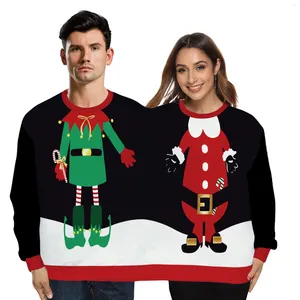 女性のパーカークリエイティブクリスマスカップルセーター3Dデジタル印刷ダブルセータールーズ面白い秋の冬の服