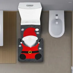 Toilet Seat Covers Santa Set Festive Bathroom Rug Snowman Faceless Old Man Cover Non-slip Mat For Christmas