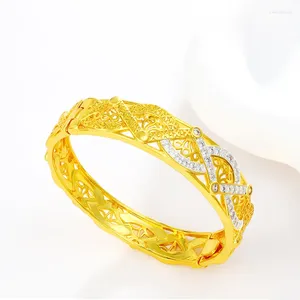 Bangle Dubai 24K Gold Plated Two Tone Retro Bracelet Wholesale For Women's Handicrafts DD10306