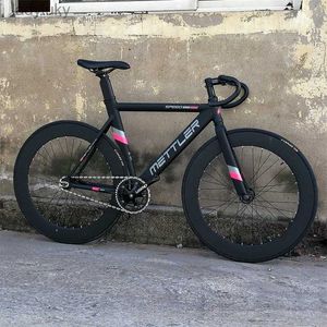 Bikes METTLER Fixed Gear Bicycle Aluminum Alloy Frame 700C Wheelset Flip-flop Hub Fixie Bike Handlebar Style Optional CustomizableL240105