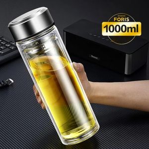 1000ml sızıntılı çay şişesi ile infüzer paslanmaz çelik çift duvarlı taşınabilir içme limon su bardağı konteyner Cartravel 240104 için