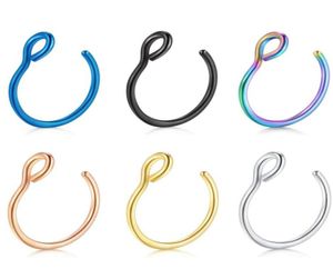 Nose Rings Hoop 20 Gauge Non Piercing Stainless Steel Fake Septum Nose Studs Piercings lage Earring Body Jewelry7985634