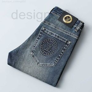 Men's Jeans luxury Designer Autumn Fashion Brand Jeans Men Slim-fit pants Slim Fit Thick Embroidered Blue Grey Pants HMR6