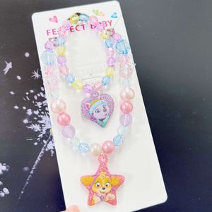 Team Girl Wang Cartoon Necklace Bracelet Sweater Chain Children Christmas and New Year Gift Set