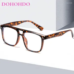 Sunglasses DOHOHDO Double Beam Anti-blue Light Women Eyeglasses Fashion Rivet Flat Mirror Glasses Frame For Men Trend Fake Eyewear Frames