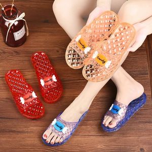 Kristall Hausschuhe Frauen Sommer Outdoor Indoor Hause Badezimmer Hausschuhe Kunststoff Nicht-slip Weiche Transparente Strand Schuhe Casual Sandalen