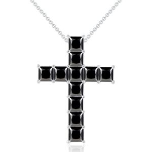 Diamond Pass Test New Fashion 925 Sterling Silver Black Square Moissanite Cross Pendant for Men Women Jewelry Nice Gift