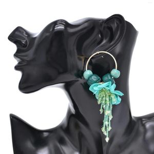 Dangle Earrings Bohojewelry Store Design Emerald Green Acrylic Beaded Tassels Women's Personalized Pendant