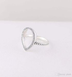 925 prata esterlina lágrima gota anel de casamento caixa original conjuntos para cz diamante oco lágrima anéis para presente feminino jóias7129377