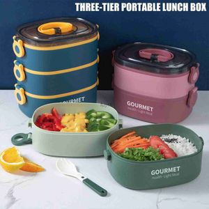 Bento Boxes Lunch Box 2000ML 3-Tier Stackable Bento Case Caixa de refeição selada para Home Office School Microwave Safe Portable Food Container YQ240105