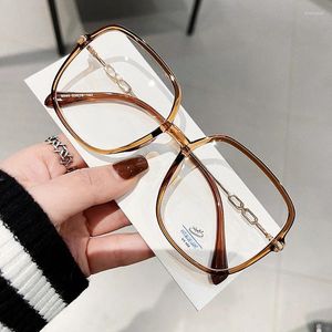 Sunglasses Frames Big Square Shape Women's Glasses Frame Korean Stylish Blue Light Blocking Eyeglass TR90 Material Decorative